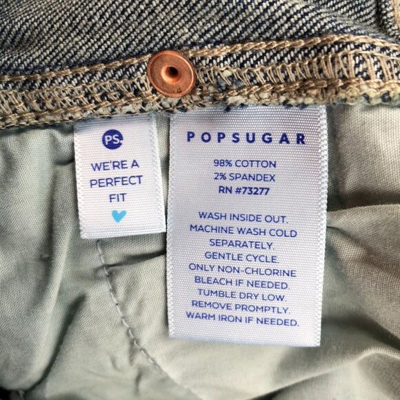 NWT Popsugar Womens Jeans Size 14 Straight Leg Frayed Hem Cotton Stretch Casual - Picture 11 of 16